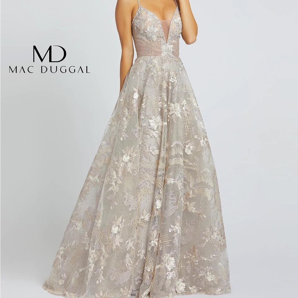 Mac Duggal 20211 Dusty Rose Beaded Faux Wrap Gown 16